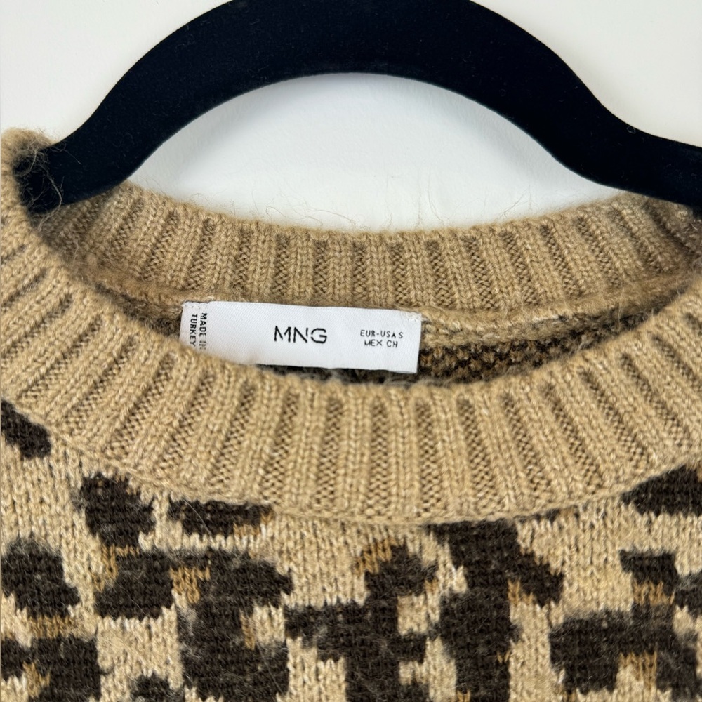 Mango Leopard Print Sweater With Contrasting Trims Size S - Picture 6 of 6